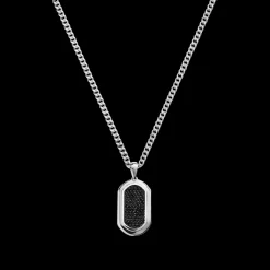 Black Diamond Pave Tag Necklace