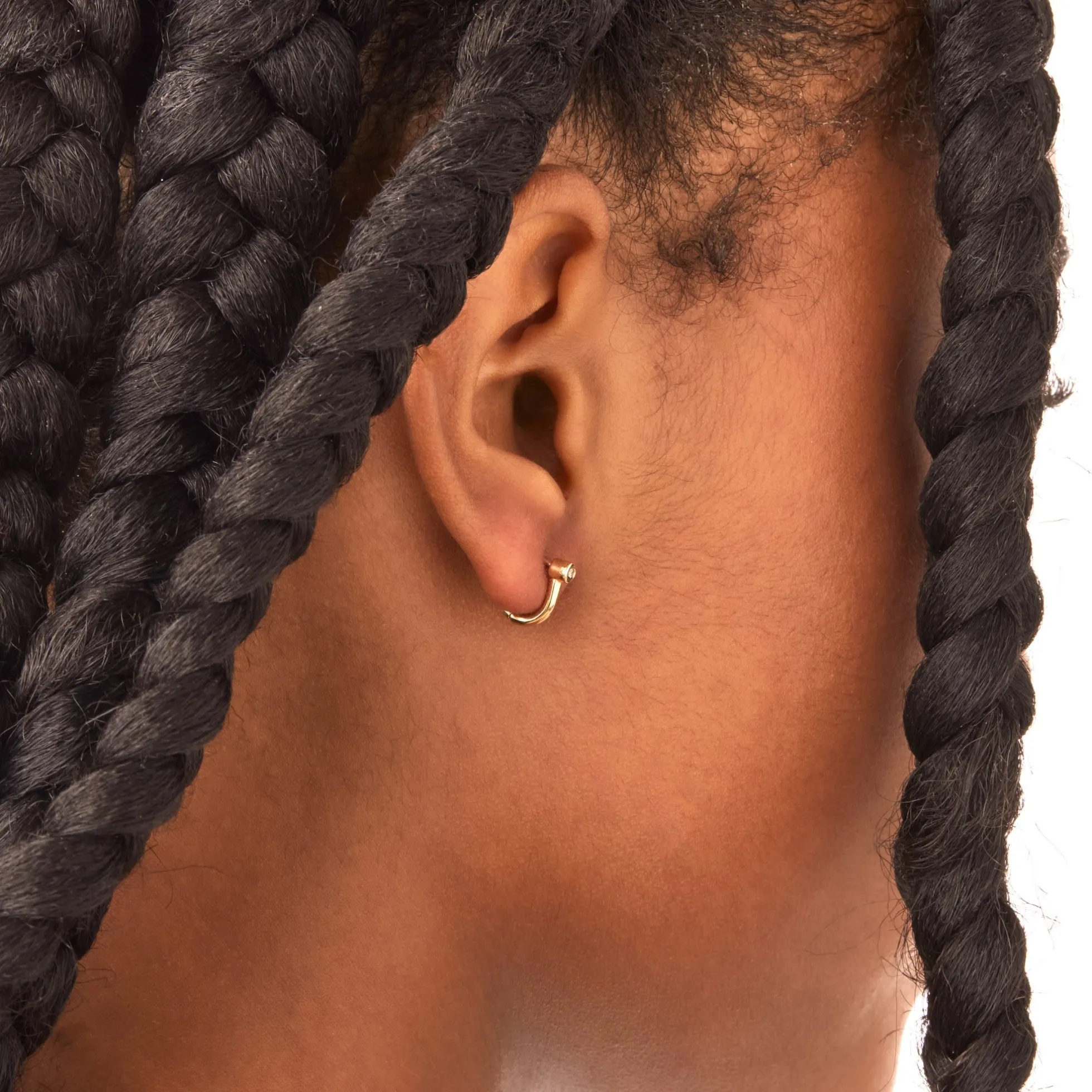 Diamond Bike Lock Huggie Earrings