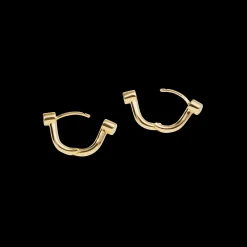 Diamond Bike Lock Huggie Earrings
