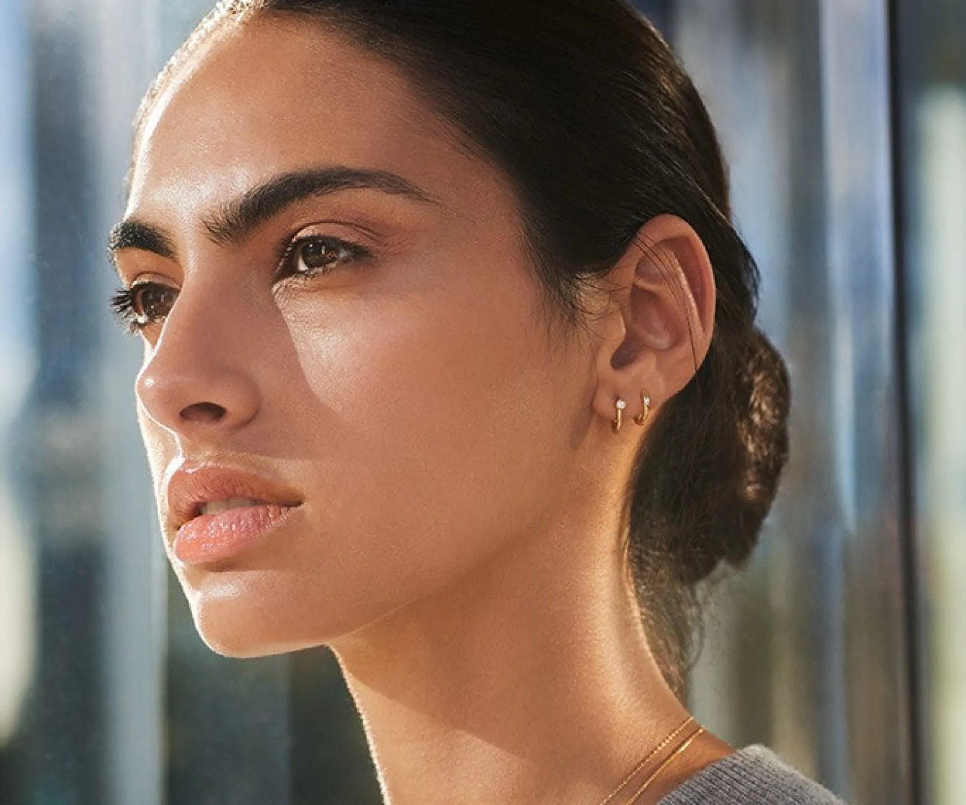 Diamond Bike Lock Huggie Earrings