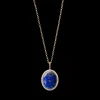 Diamond Pave Lapis Pendant Necklace
