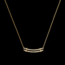 Diamond Pave Rivet Double Row Necklace