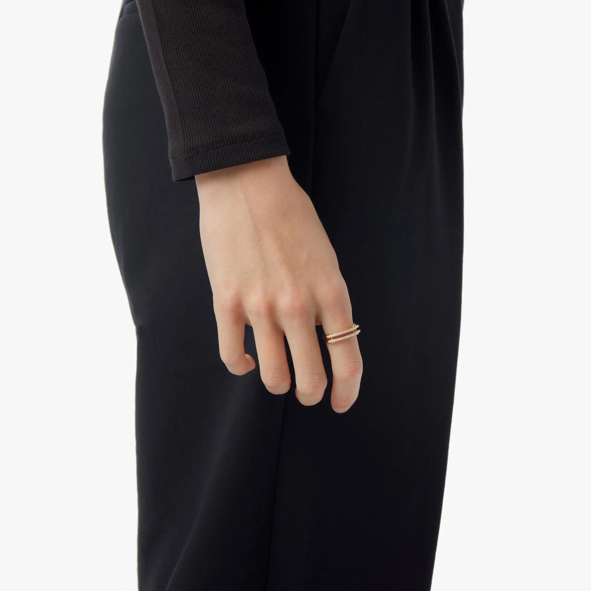 Diamond Pave Rivet Double Row Ring