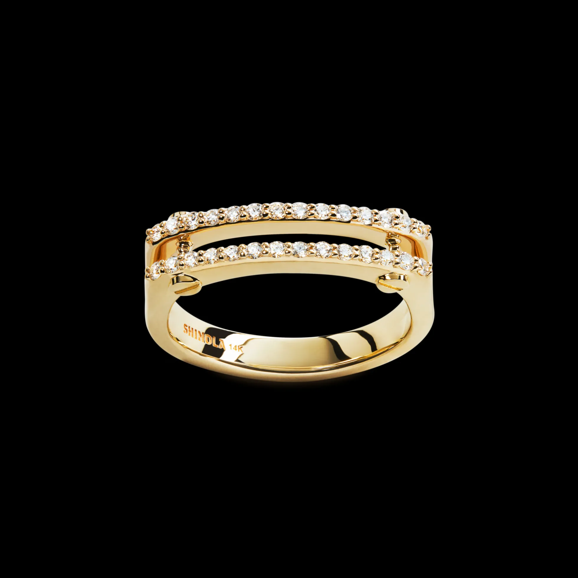 Diamond Pave Rivet Double Row Ring