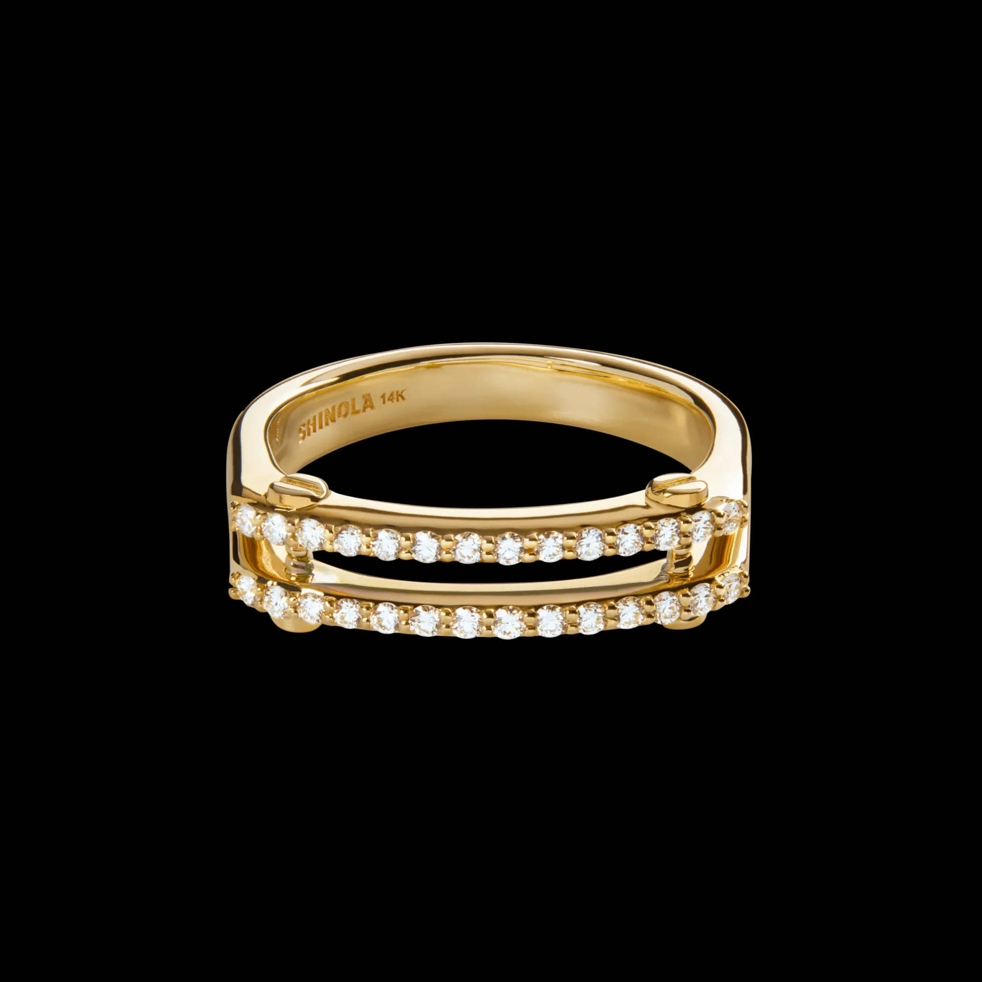 Diamond Pave Rivet Double Row Ring