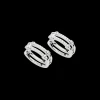 Diamond Pave Rivet Double Row Hoop Earrings