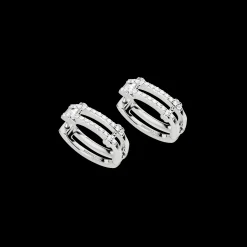 Diamond Pave Rivet Double Row Hoop Earrings