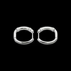 Diamond Pave Rivet Double Row Hoop Earrings