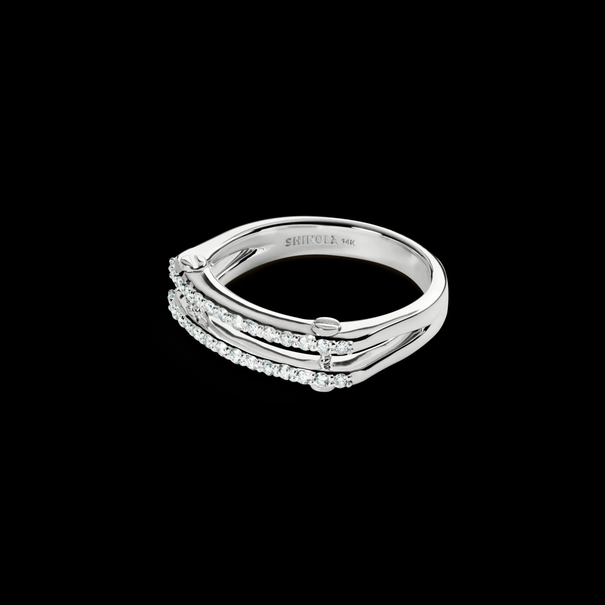Diamond Pave Rivet Double Row Ring