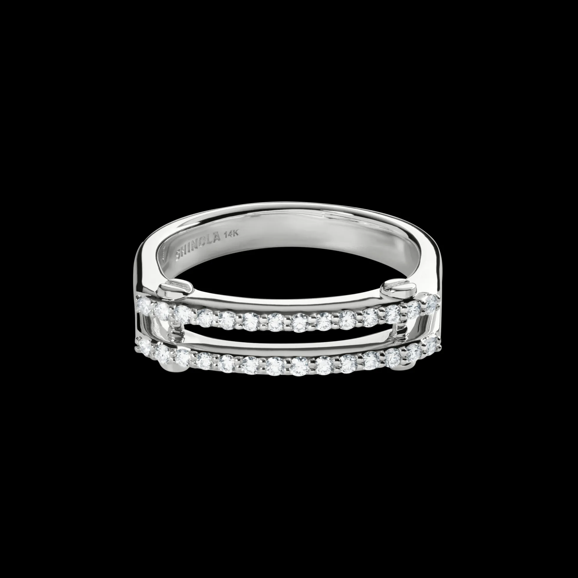 Diamond Pave Rivet Double Row Ring