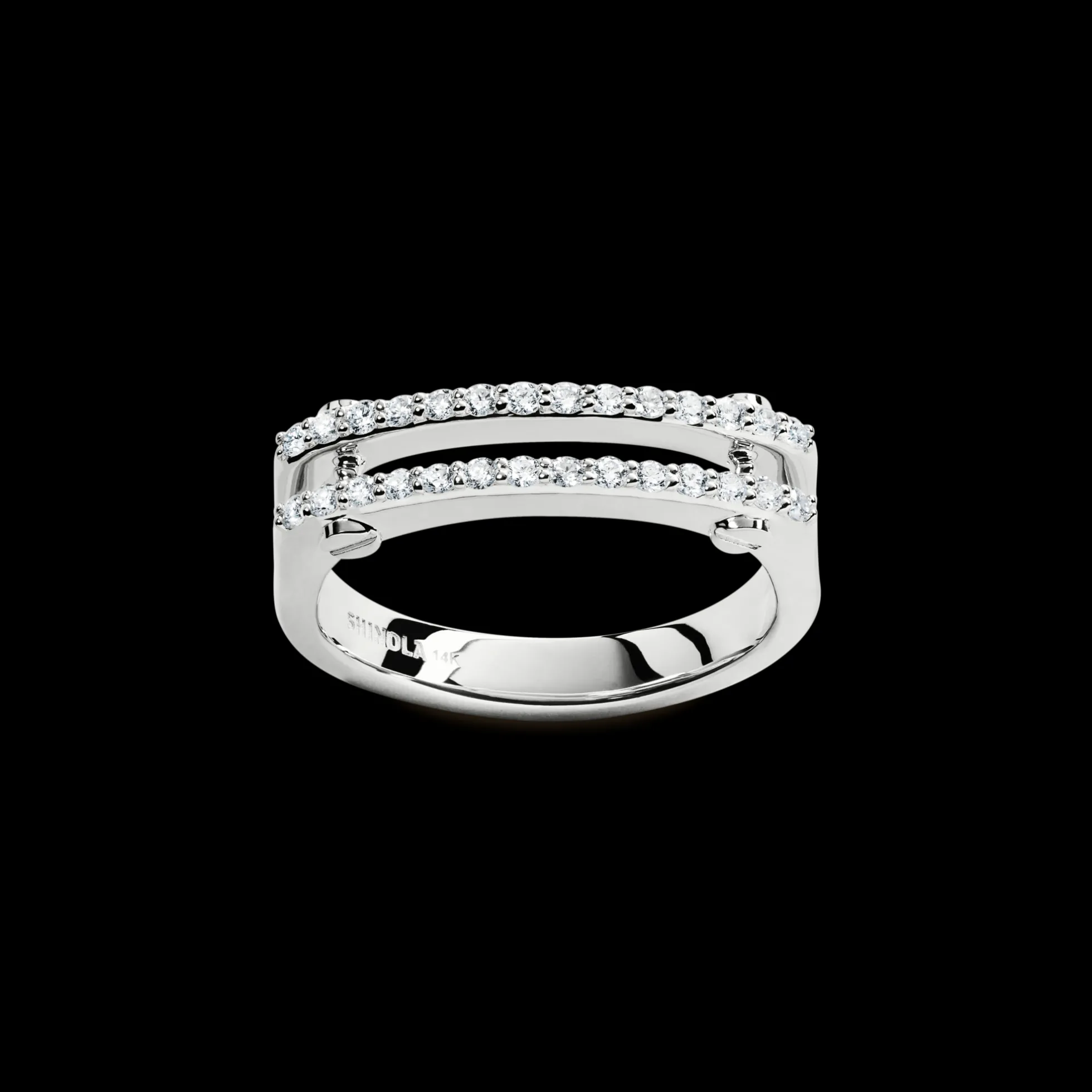 Diamond Pave Rivet Double Row Ring