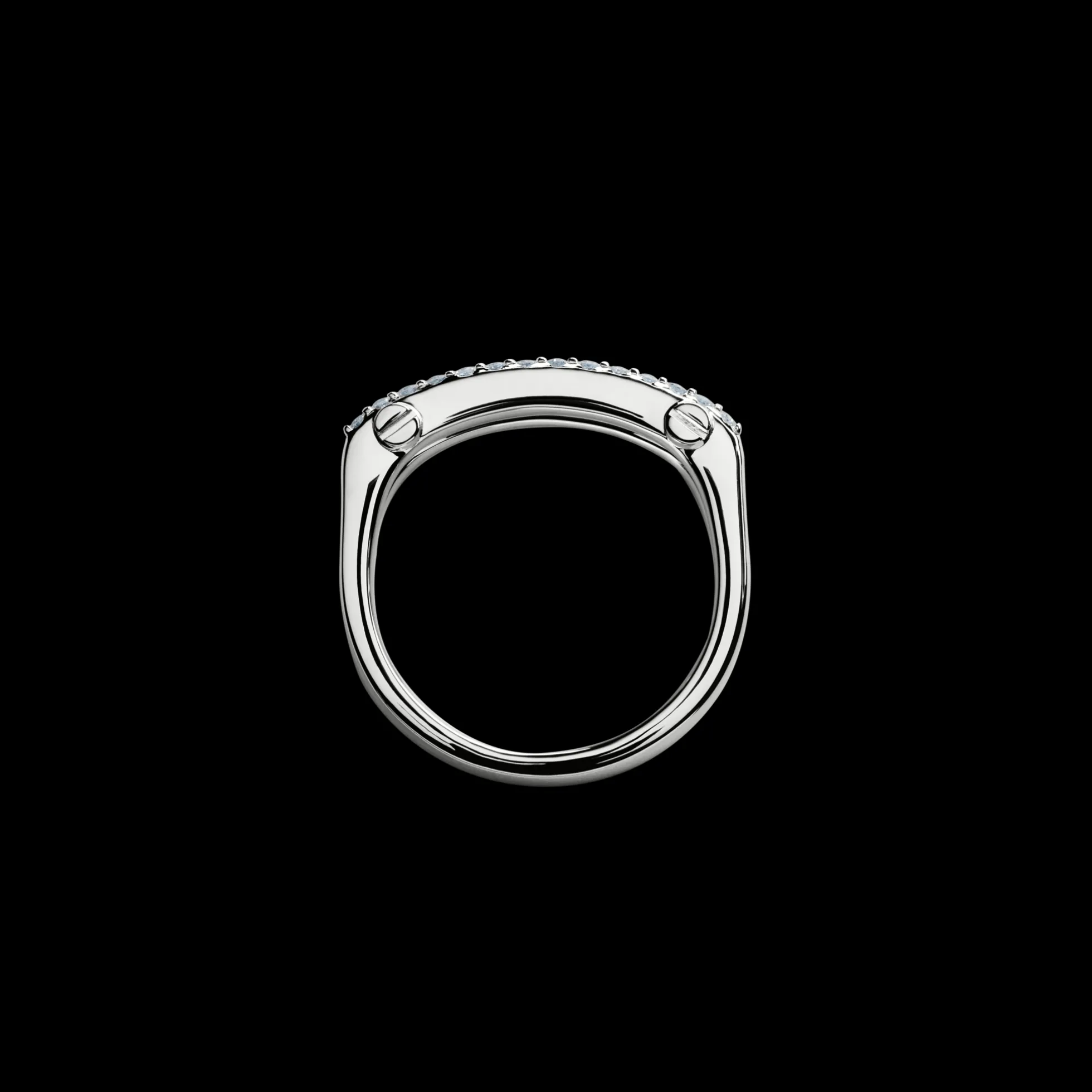Diamond Pave Rivet Double Row Ring