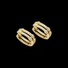 Diamond Pave Rivet Double Row Hoop Earrings