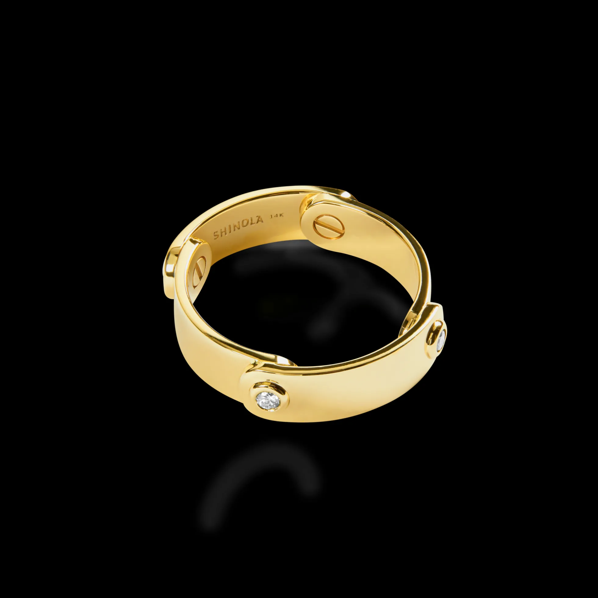 Diamond Rivet Plaque Ring