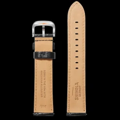 24mm Black Alligator Leather Watch Strap (Long)