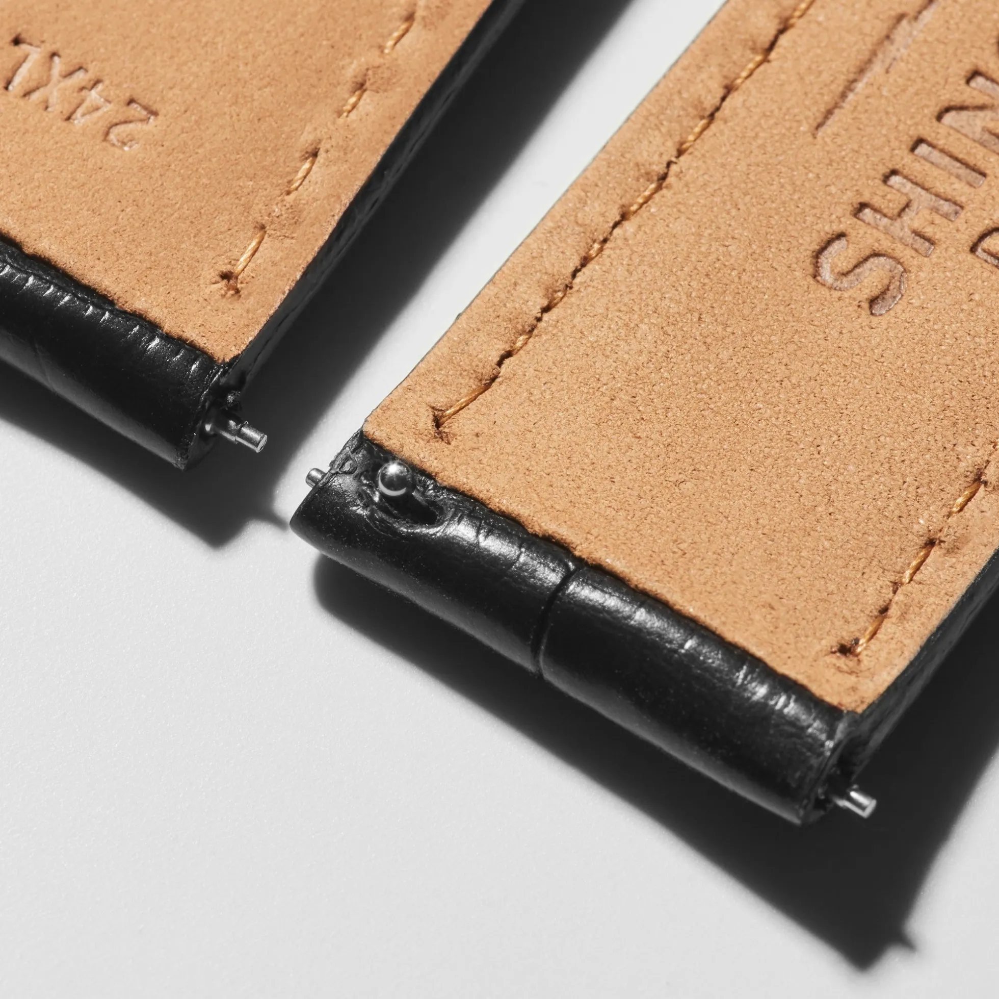 24mm Black Alligator Leather Watch Strap (Long)