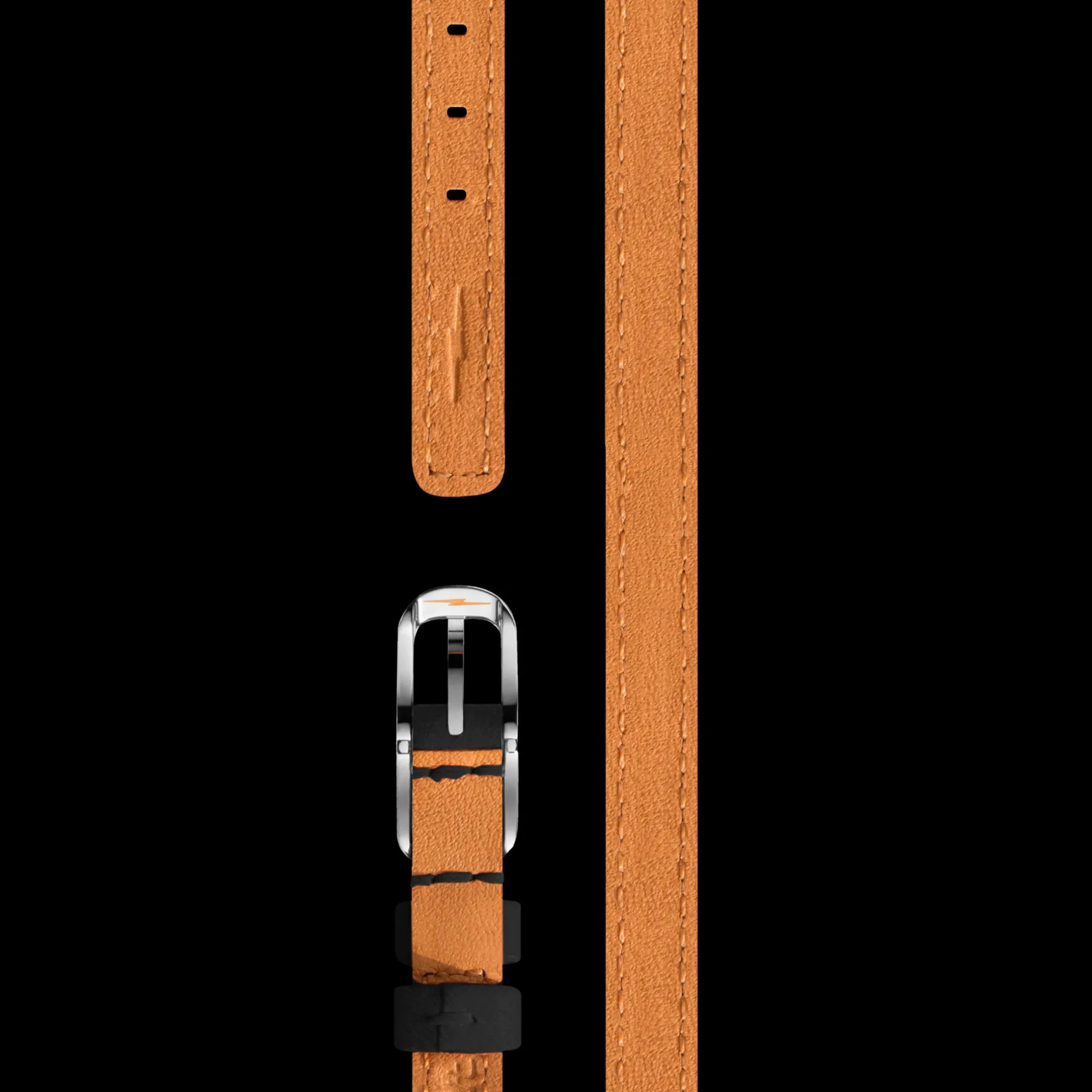 8mm Black Double Wrap Leather Watch Strap