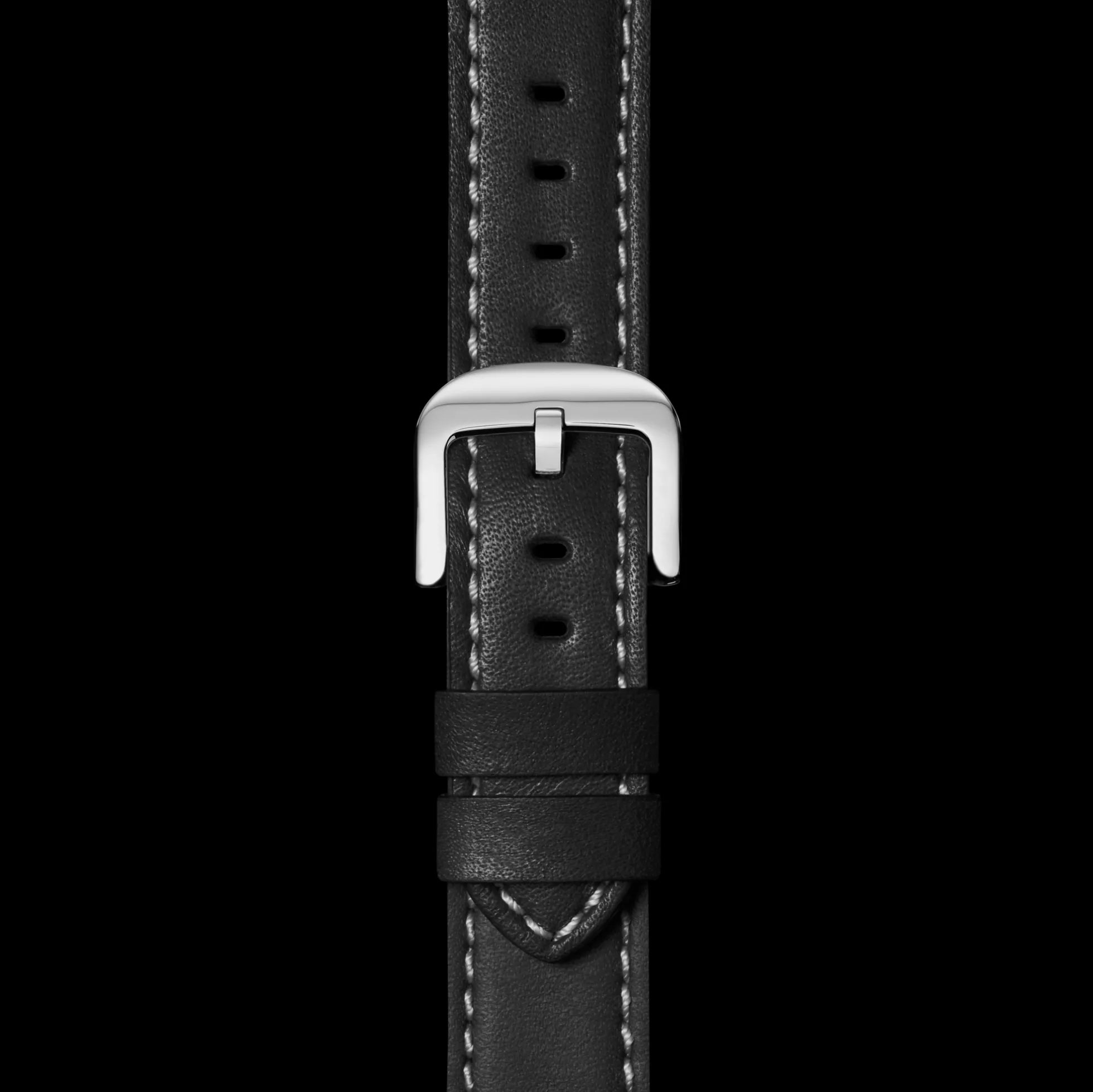24mm Black Leather Watch Strap