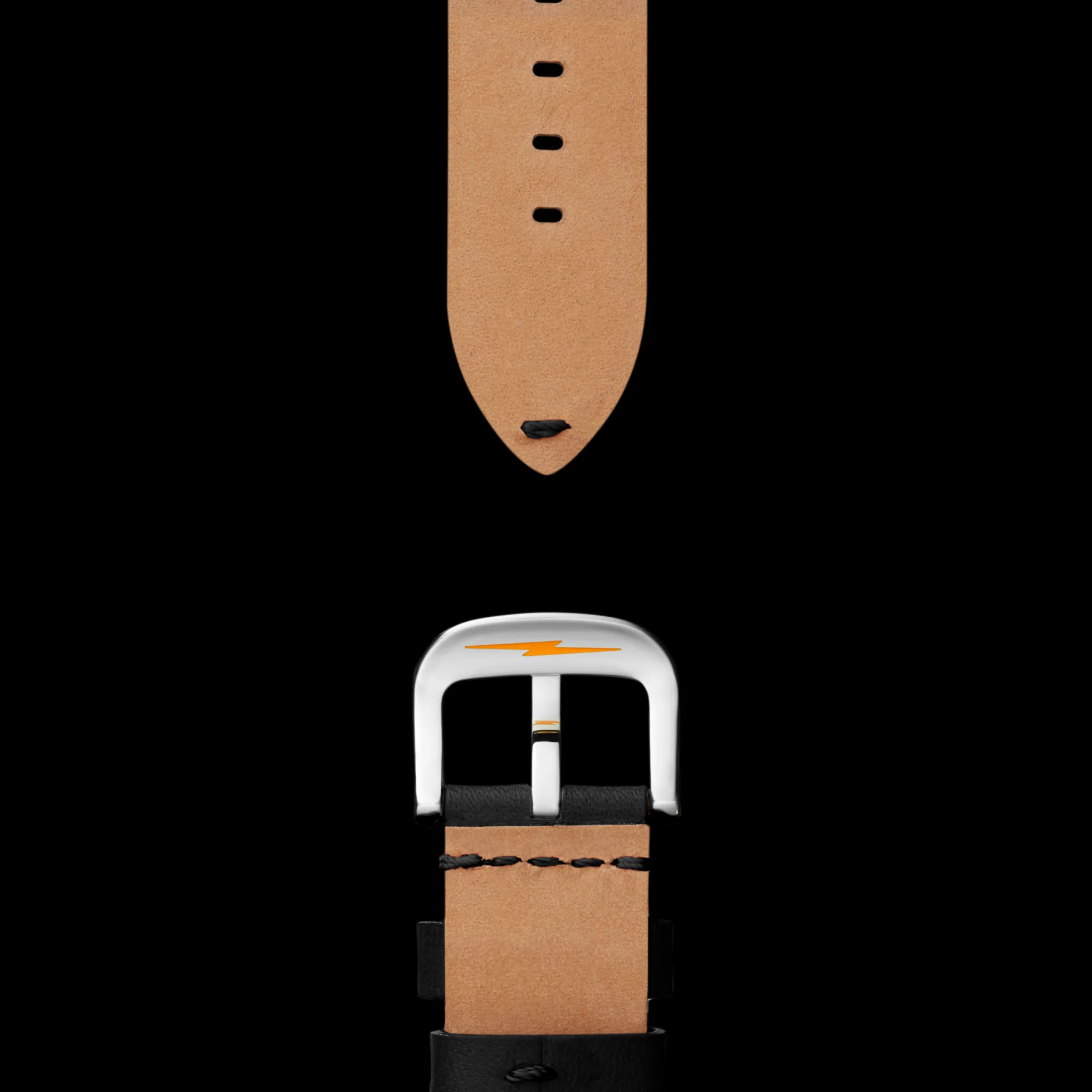 24mm Black Leather Watch Strap