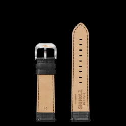 22mm Black Perforated Leather Watch Strap