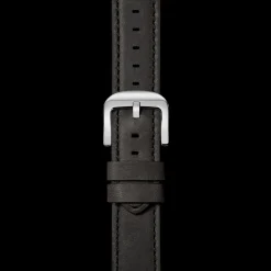 22mm Grizzly Black Leather Watch Strap