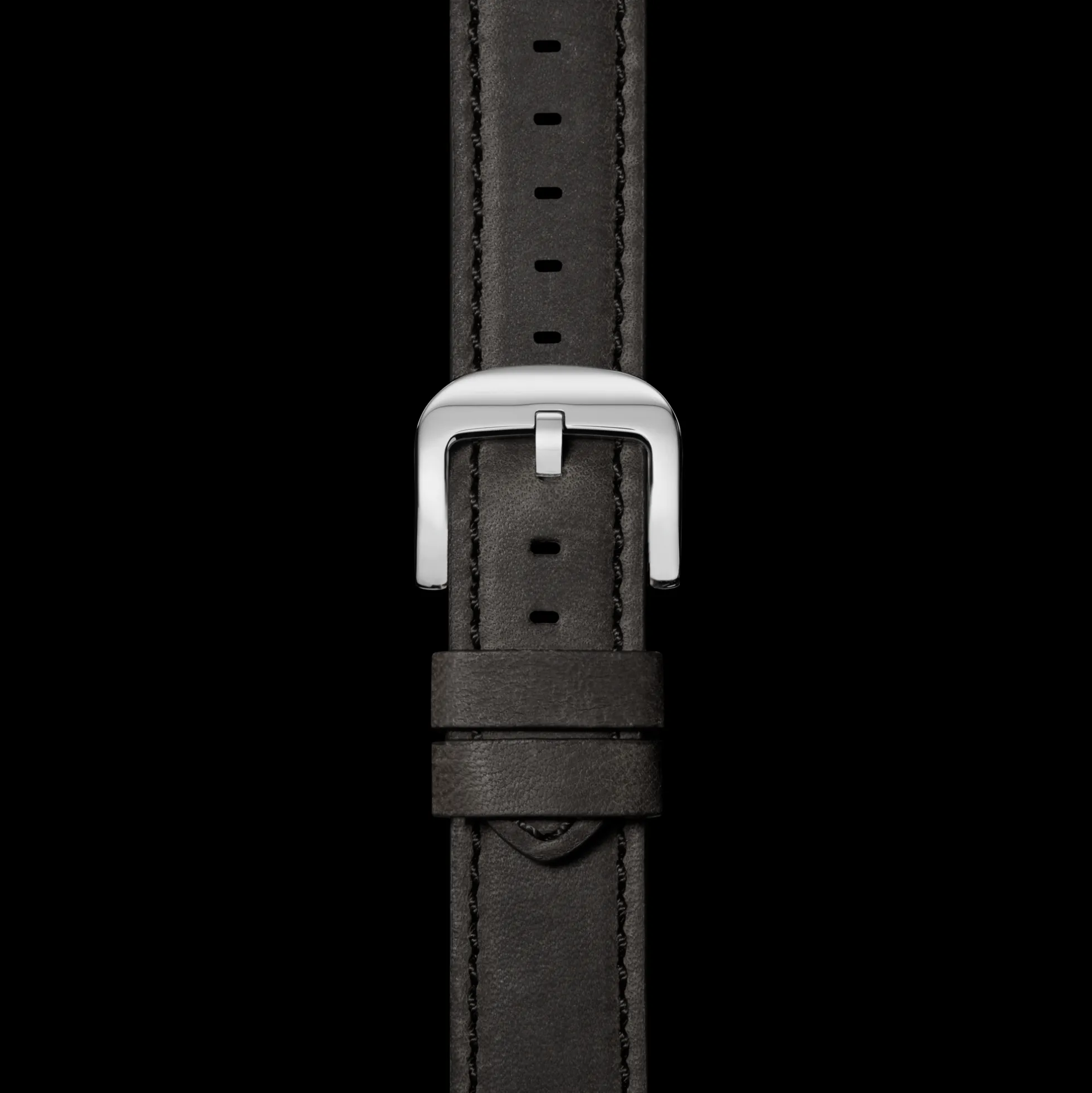 24mm Grizzly Black Leather Watch Strap