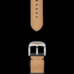 24mm Grizzly Black Leather Watch Strap