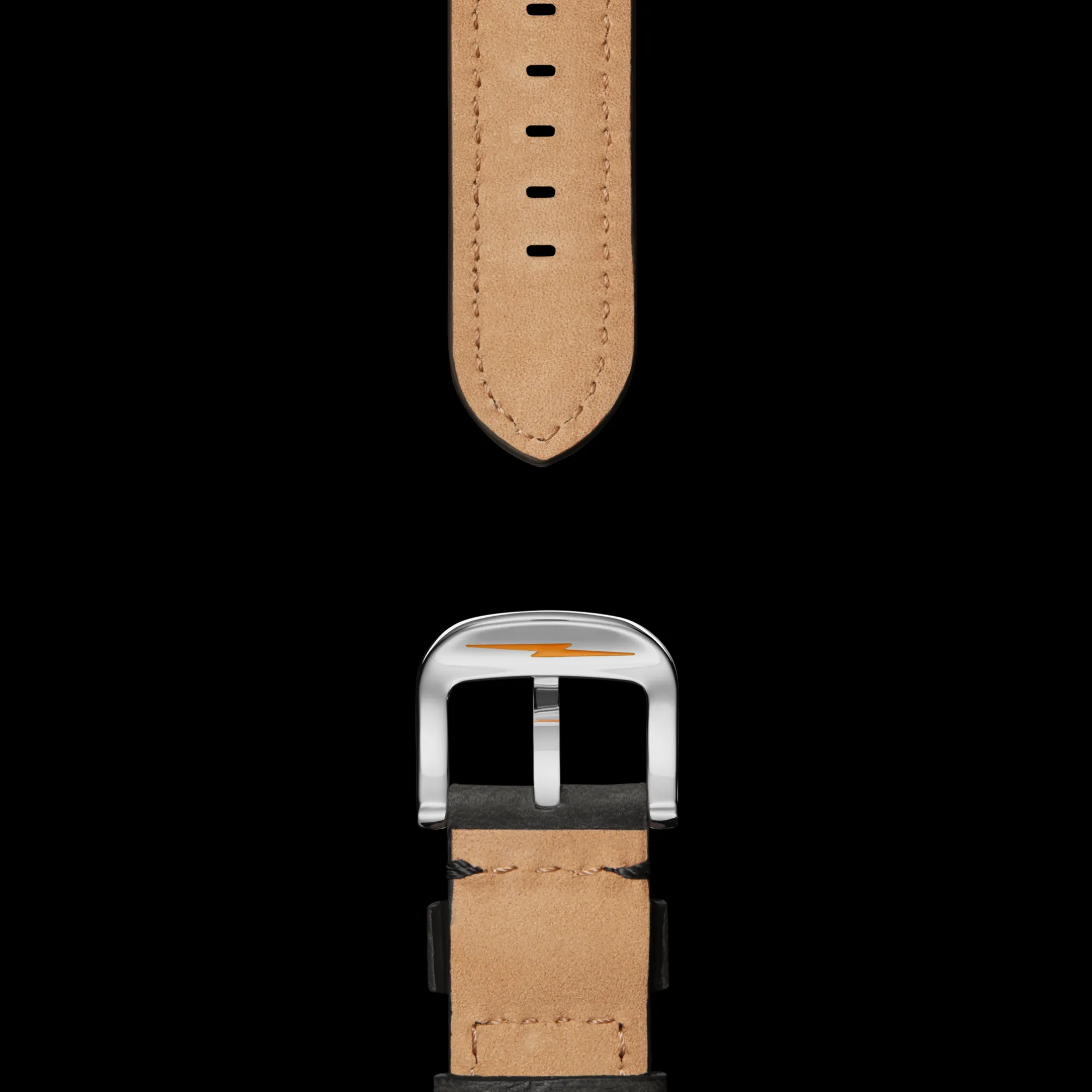 24mm Grizzly Black Leather Watch Strap