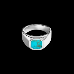 Octagonal Inlay Signet Ring Turquoise