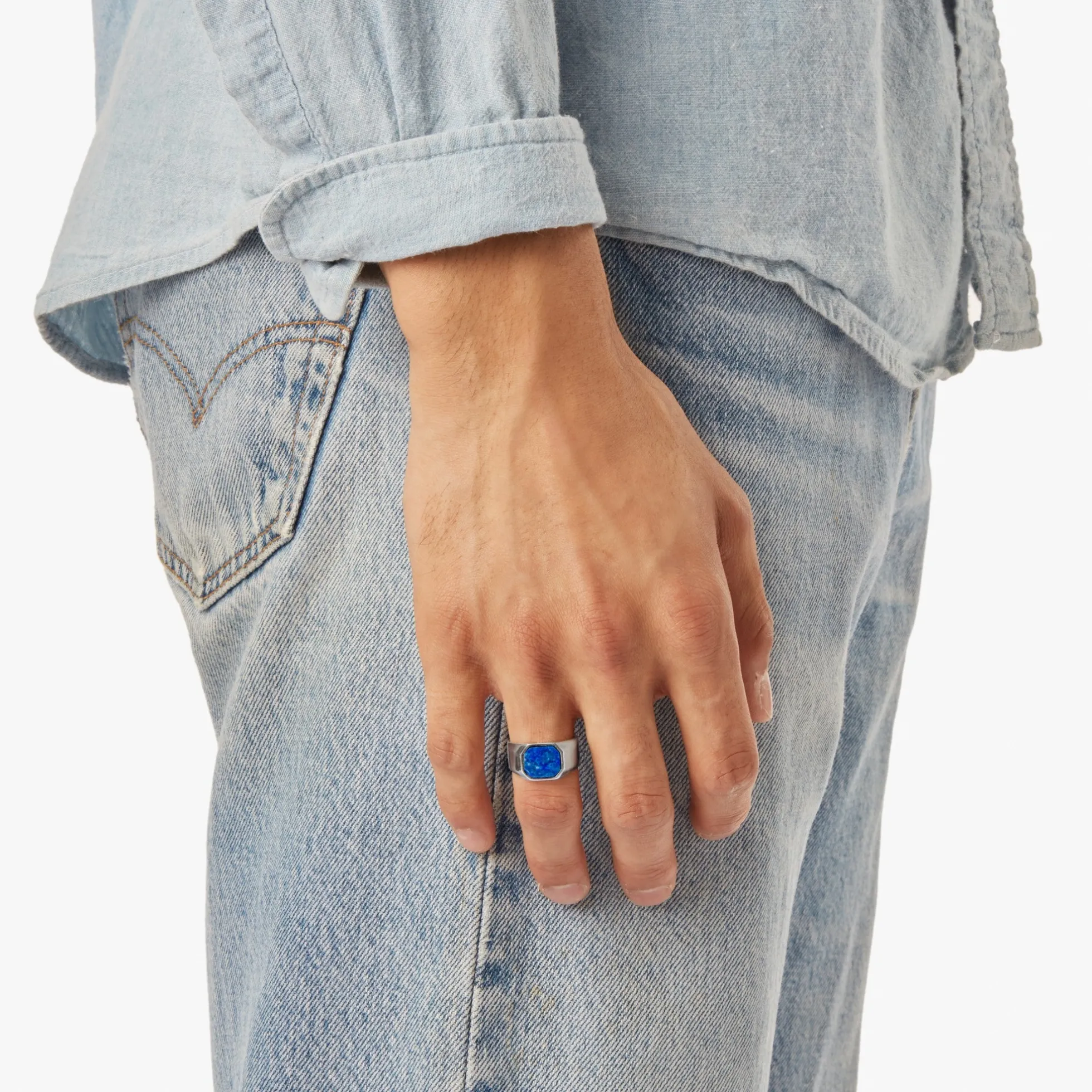 Octagonal Lapis Signet Ring