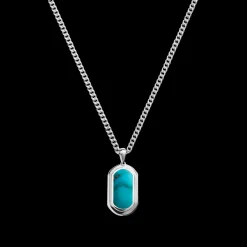 Turquoise Inlay Tag Necklace