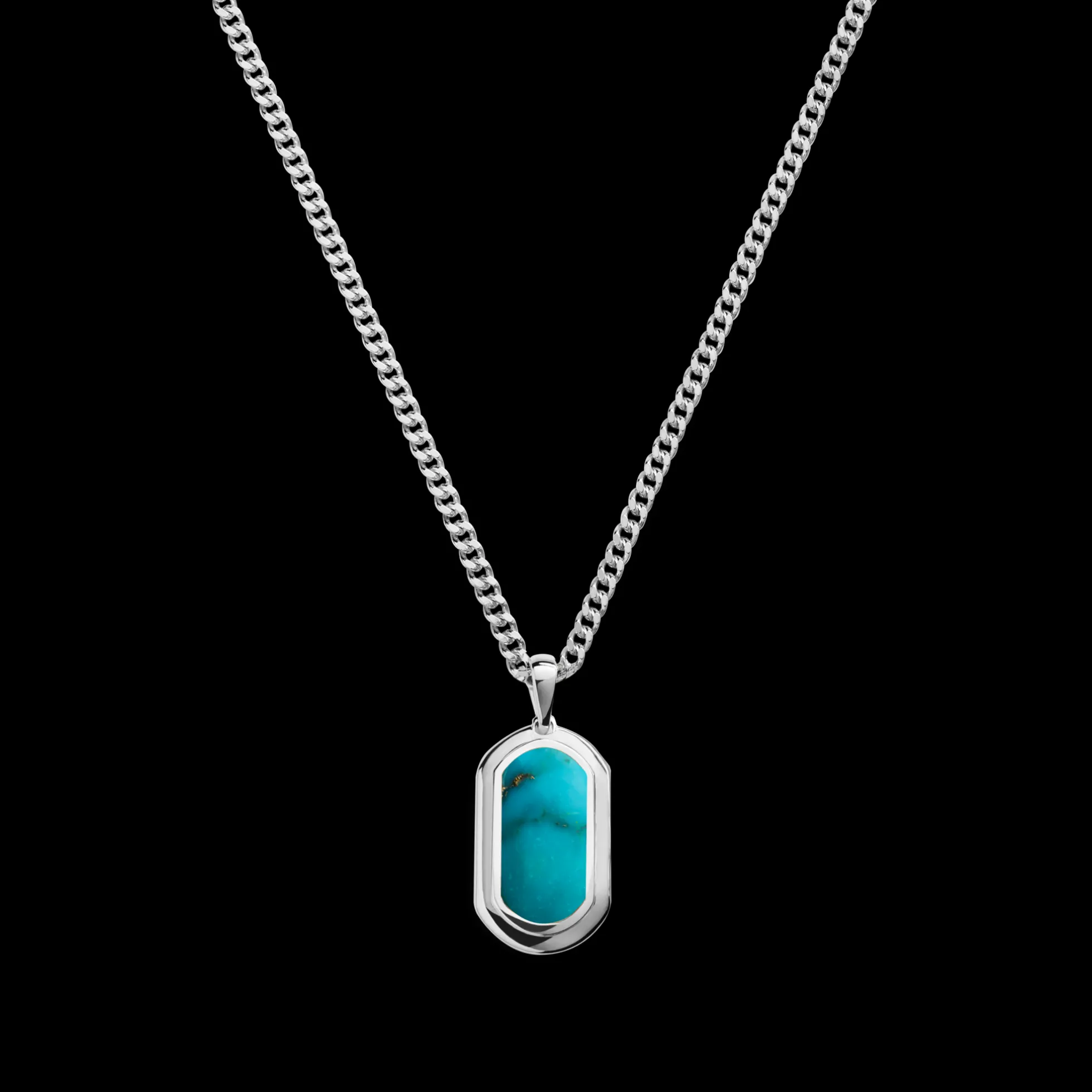 Turquoise Inlay Tag Necklace